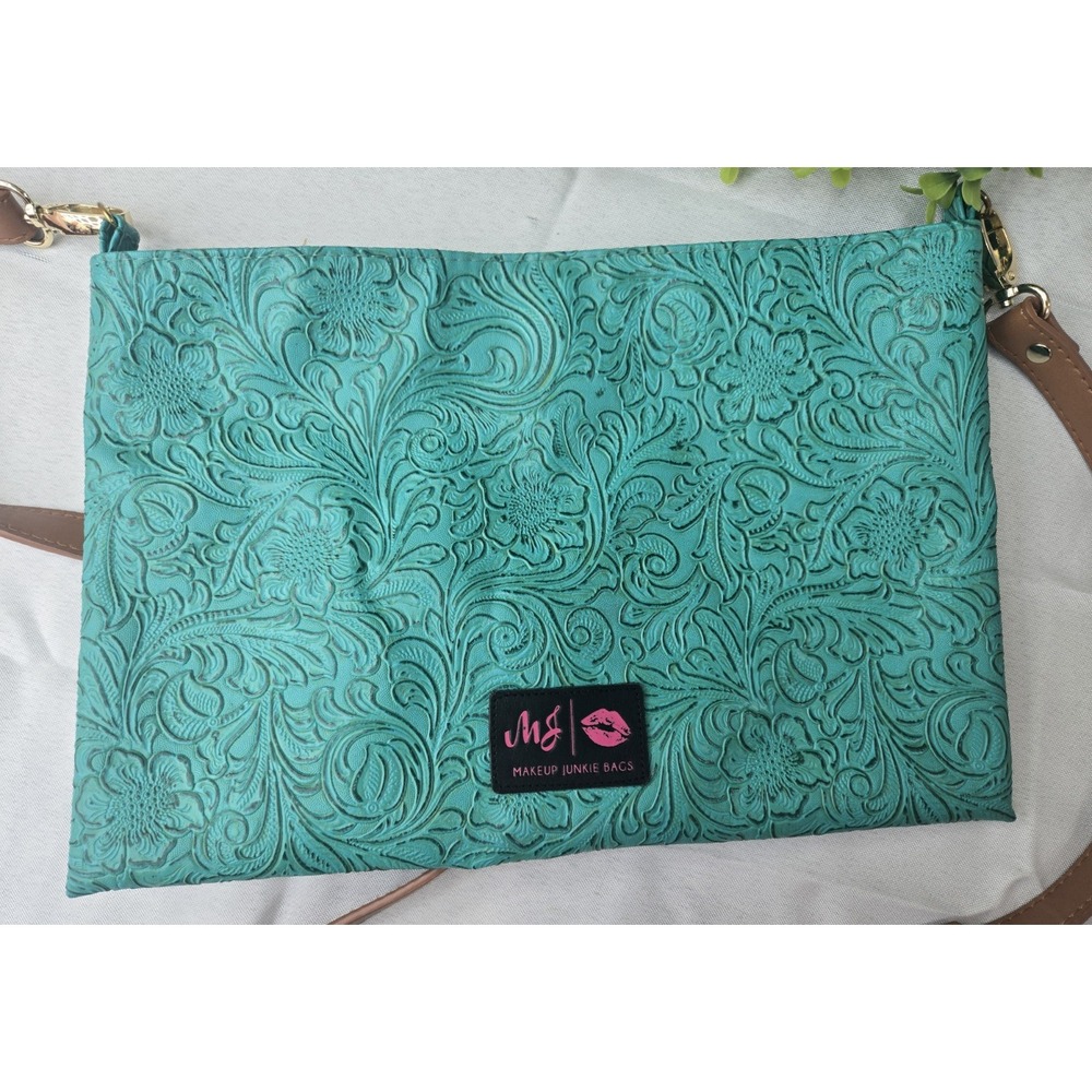 Makeup Junkie Bags Turquoise Dream Crossbody Clutch Tooled Western Floral Boho